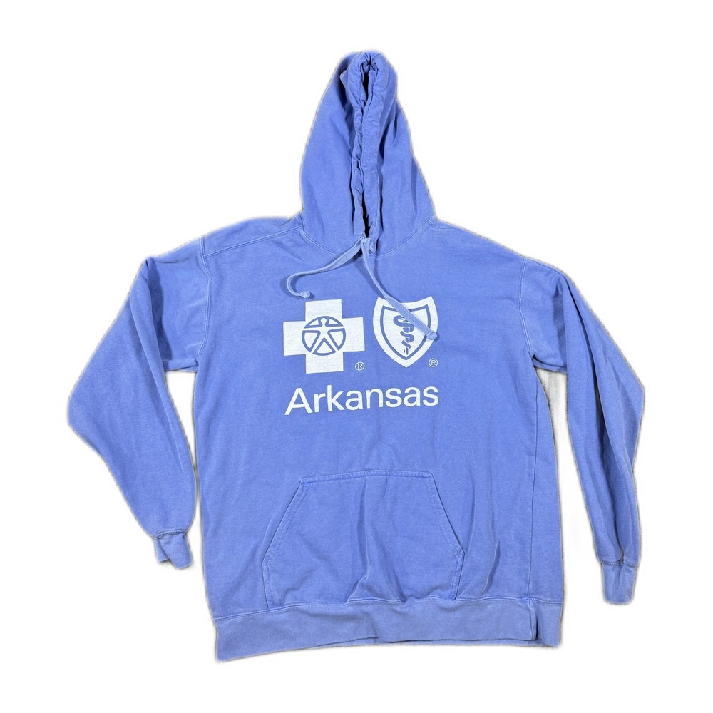 Comfort Colors Arkansas Blue Cross Blue Shield Hoodie Periwinkle Blue Large